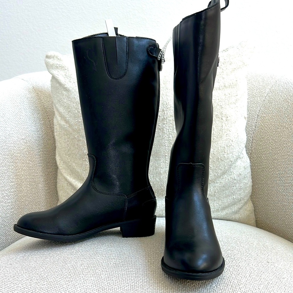 Sam Edelman Black Heeled Boots with Leather Finish